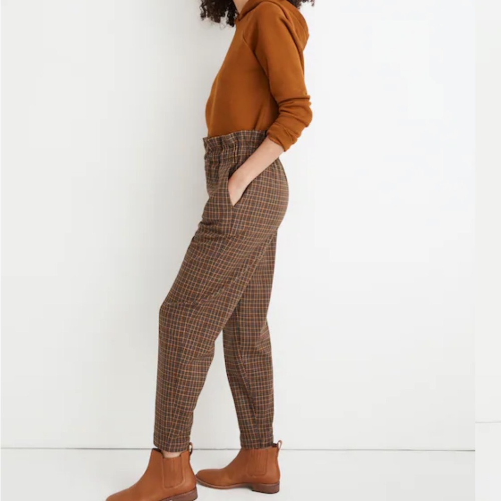 Madewell Plaid Paperbag Tapered Pants - Picture 2 of 7